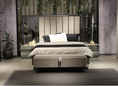 Bett 2x Nachttische Bank Design Schlafzimmer Set 4tlg Luxus Möbel Neu